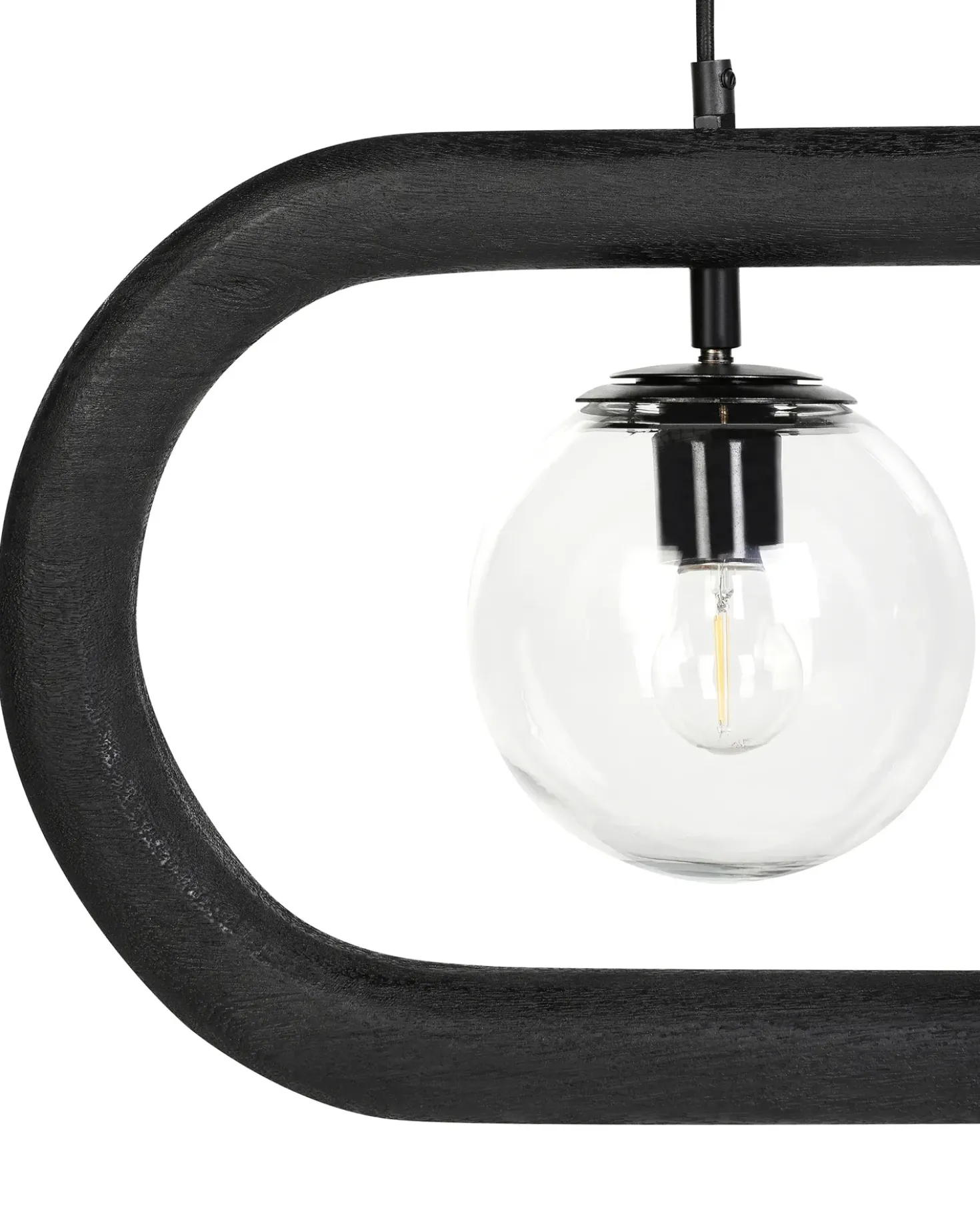 Lampadario AYENSU Legno di mango Nero