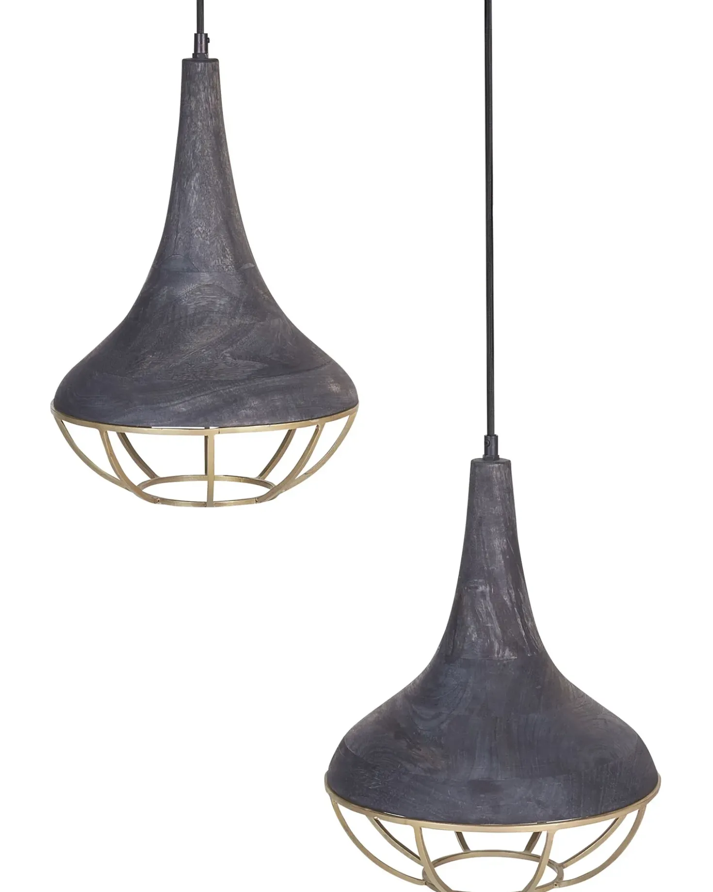 Lampadario BAGMATI Legno di mango Nero