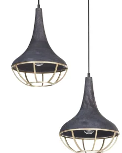 Lampadario BAGMATI Legno di mango Nero