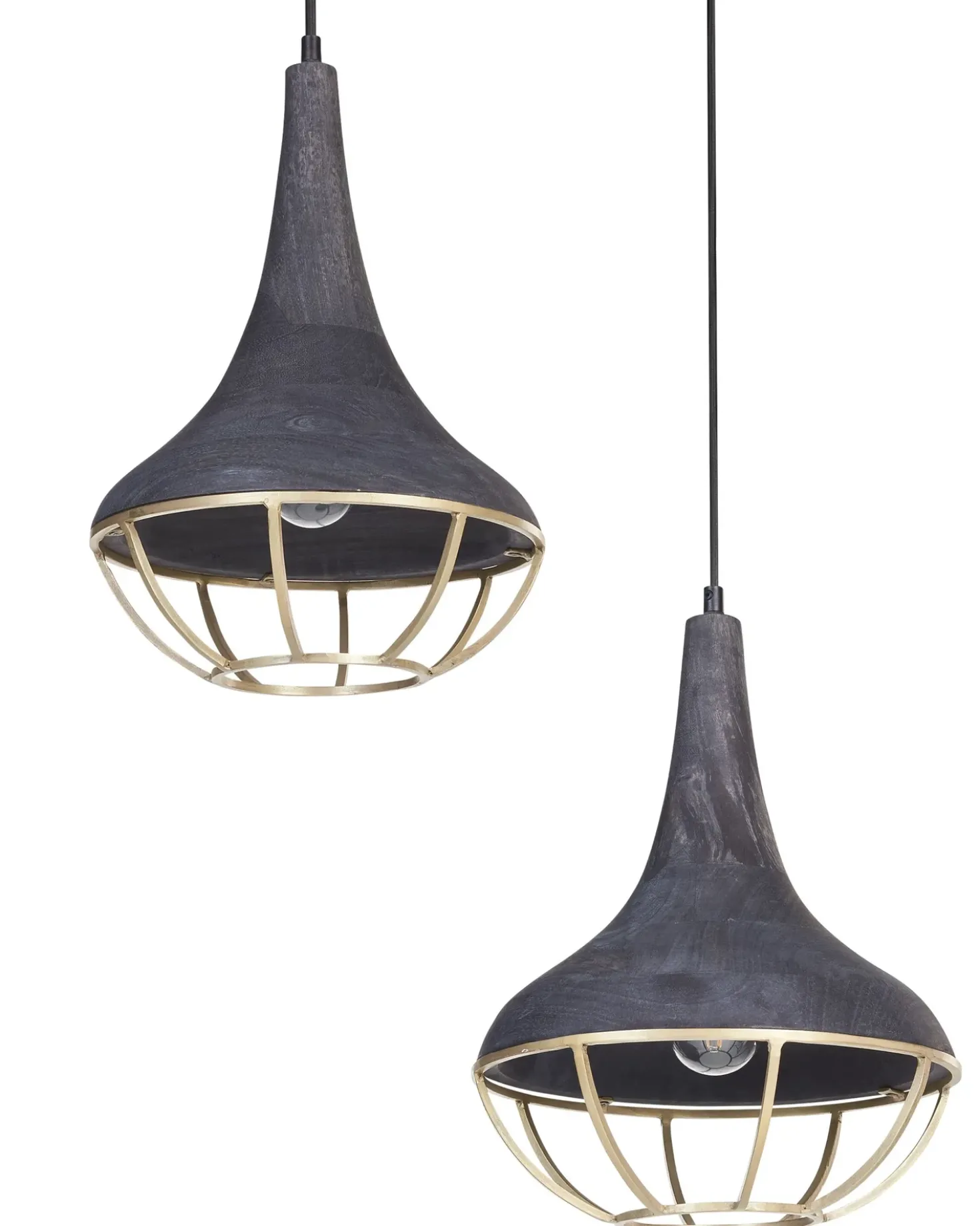 Lampadario BAGMATI Legno di mango Nero