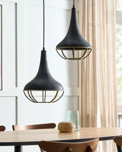 Lampadario BAGMATI Legno di mango Nero