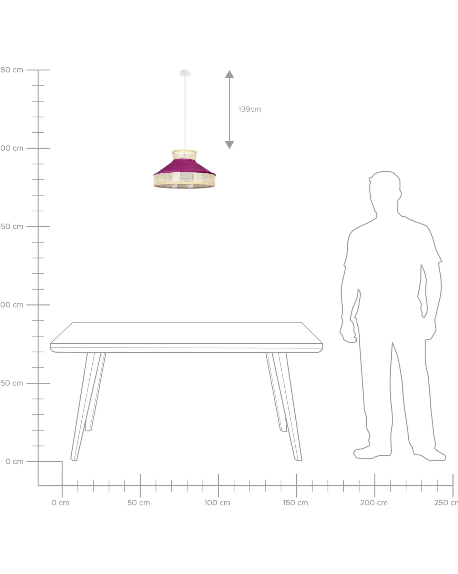 Lampadario BATALI Rattan Fucsia