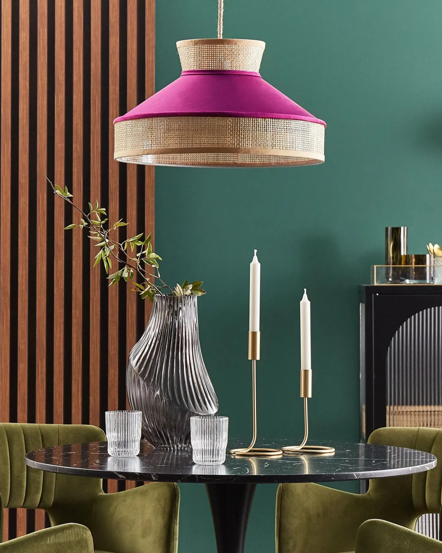 Lampadario BATALI Rattan Fucsia