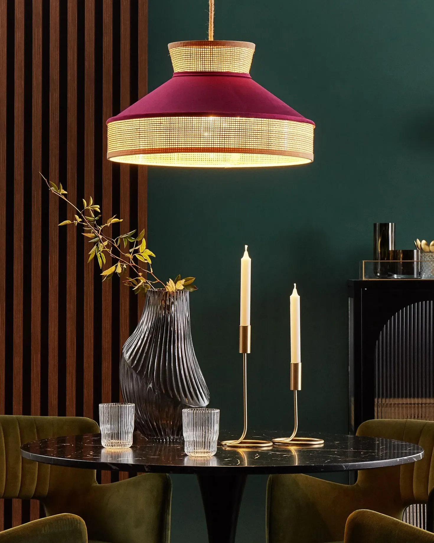 Lampadario BATALI Rattan Fucsia