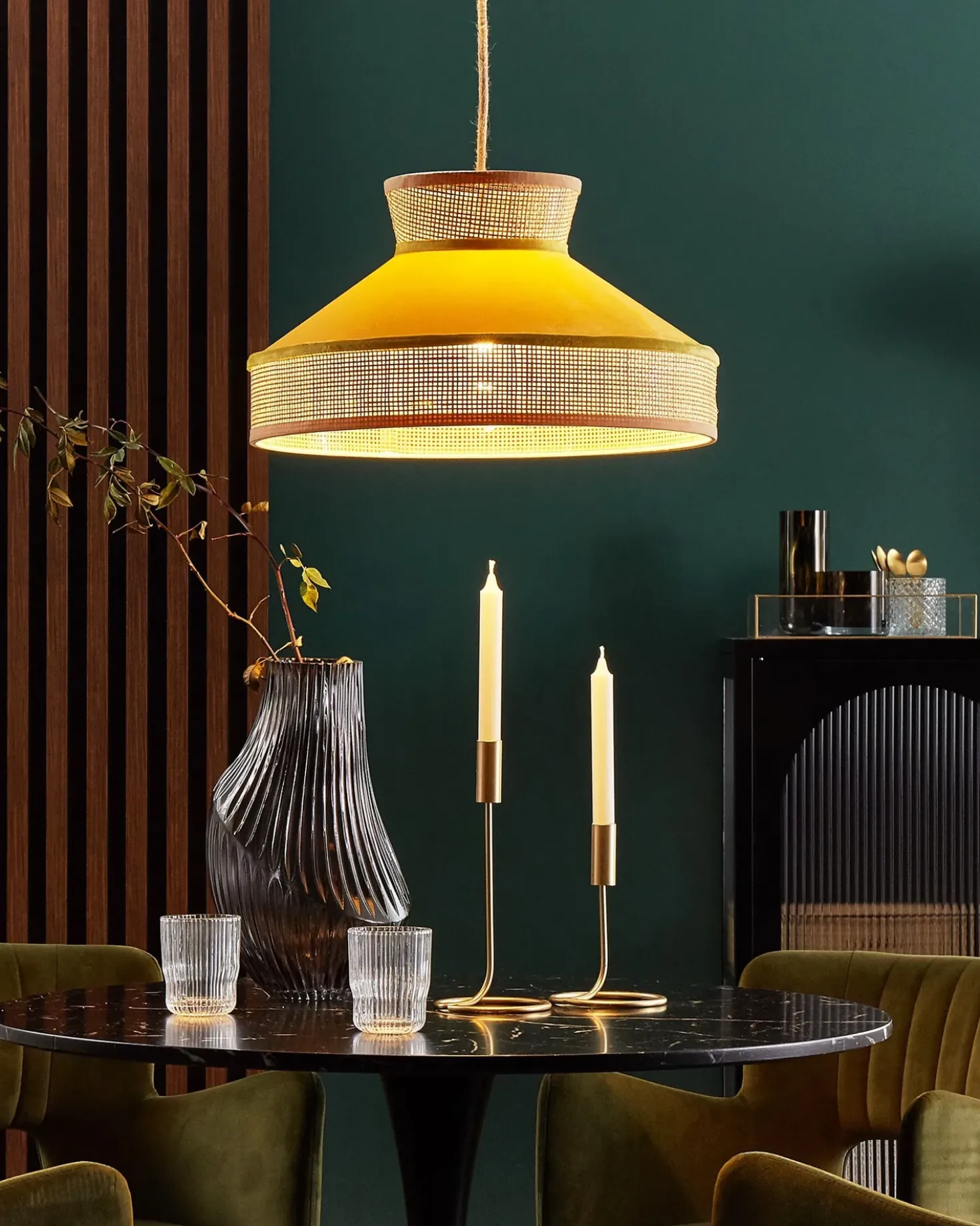 Lampadario BATALI Rattan Senape