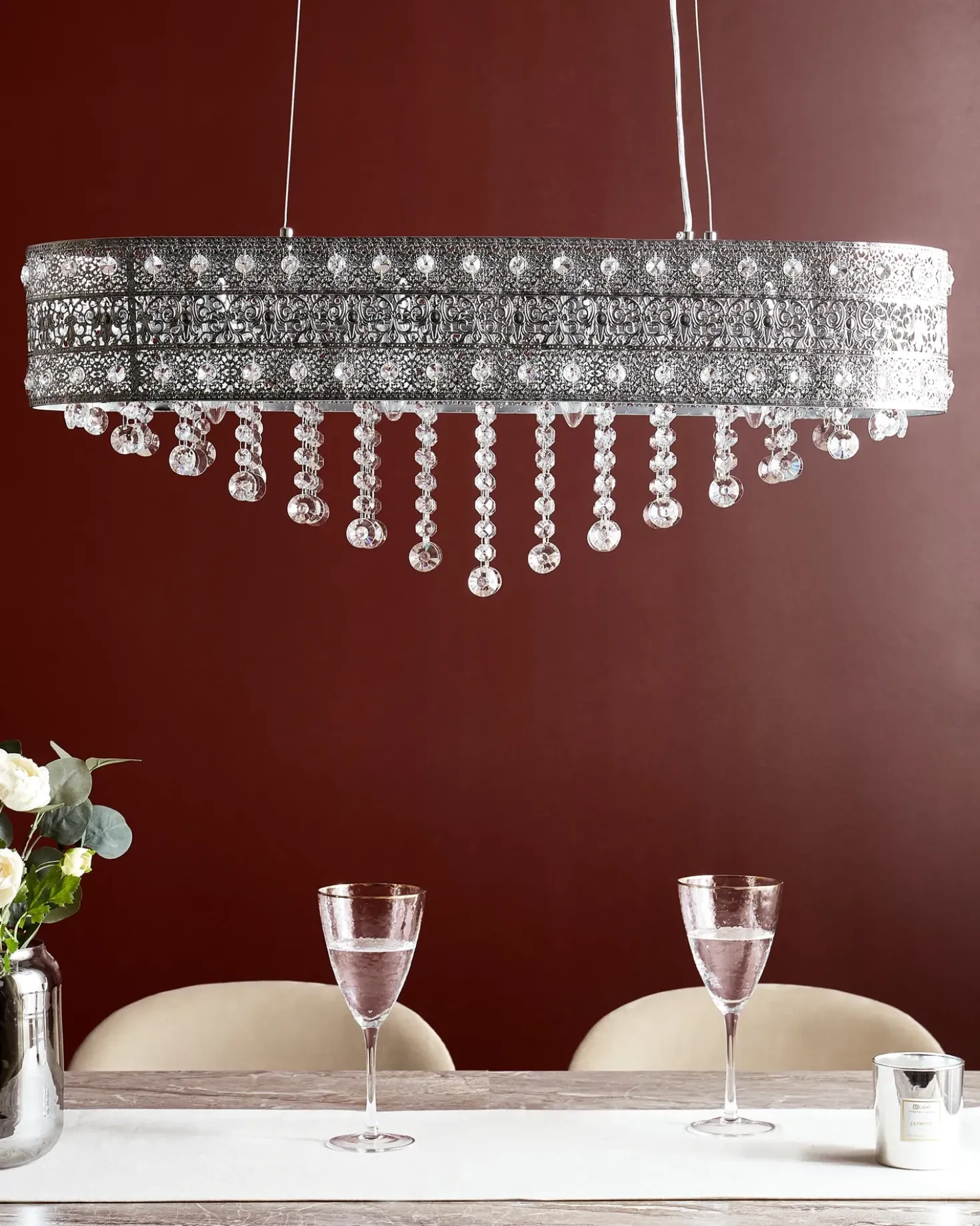 Lampadario BELELLE Cristallo Argento