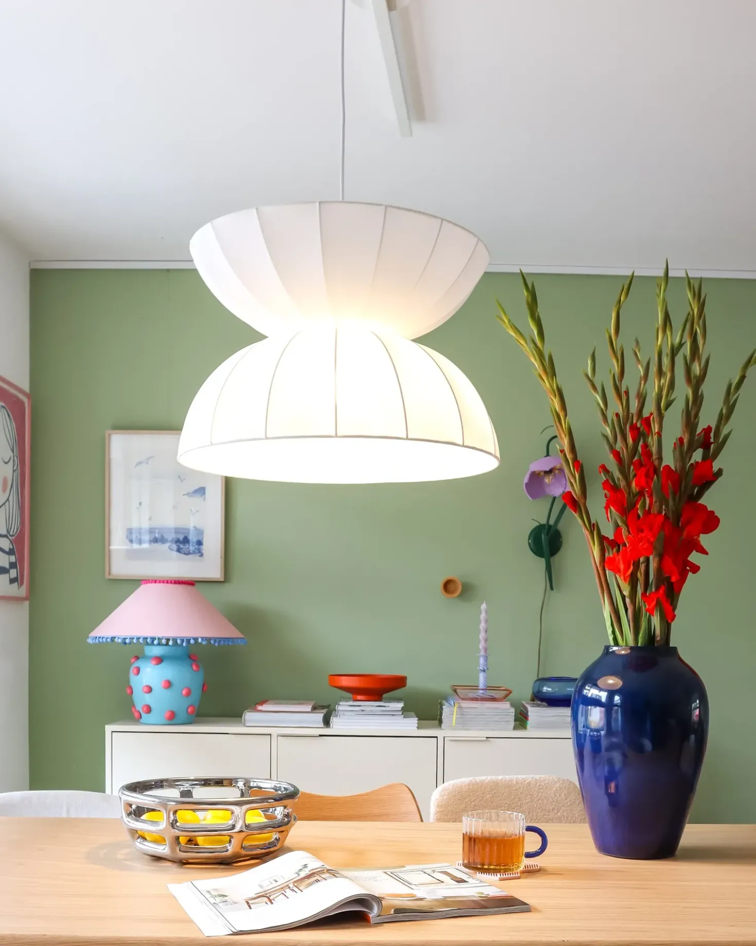 Lampadario DEBONS Finta seta Bianco
