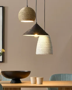 Lampadario ENDRICK Vimini Naturale Bianco Marrone
