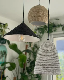 Lampadario ENDRICK Vimini Naturale Bianco Marrone