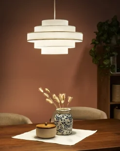 Lampadario EREBATO Lino Bianco sporco