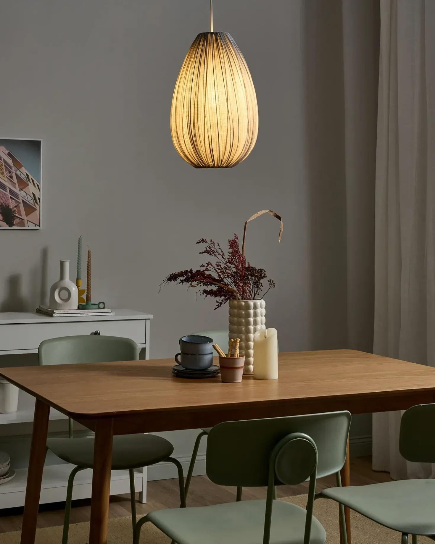 Lampadario GERA Tessuto Grigio