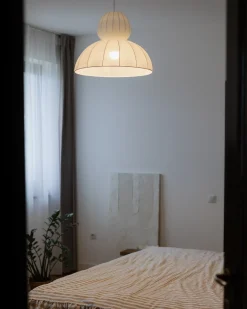 Lampadario GOELETTE Finta seta Bianco