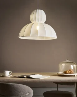 Lampadario GOELETTE Finta seta Bianco