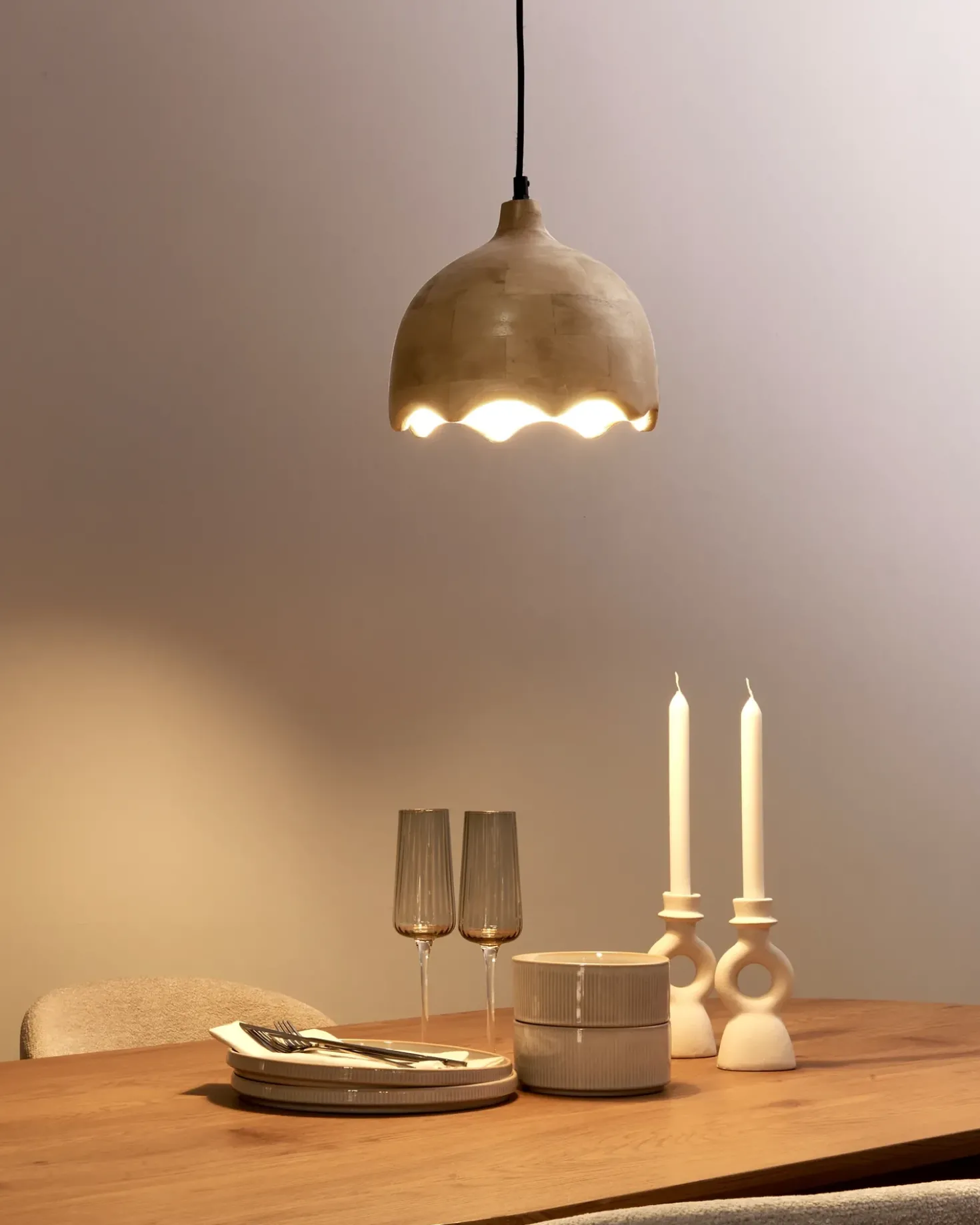 Lampadario GOMATI Legno di mango Marrone chiaro