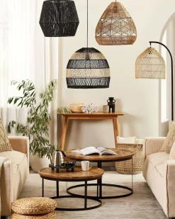 Lampadario GWERU Corda di carta Nero
