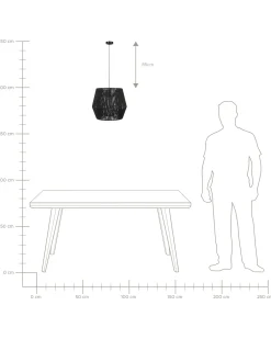 Lampadario GWERU Corda di carta Nero
