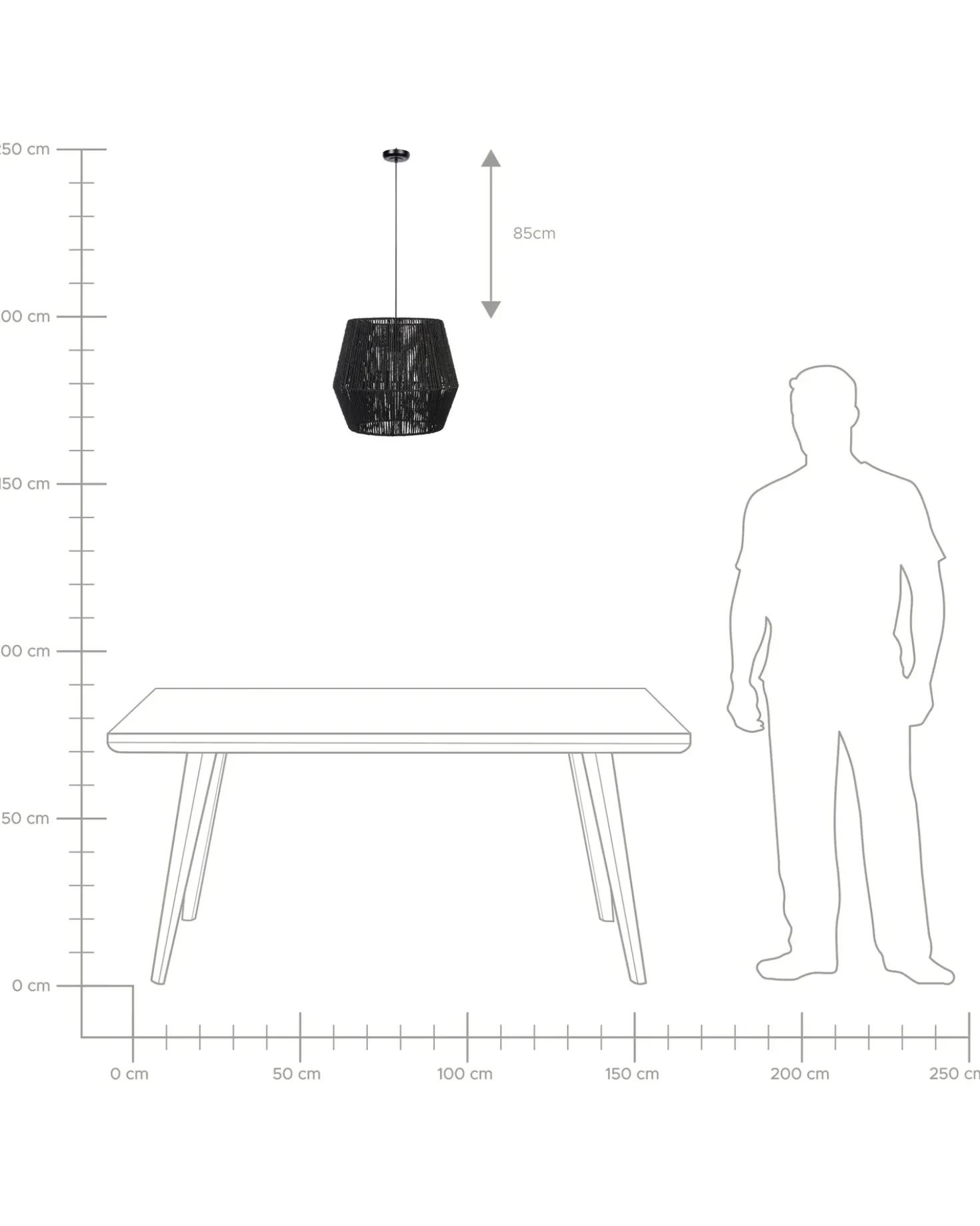Lampadario GWERU Corda di carta Nero