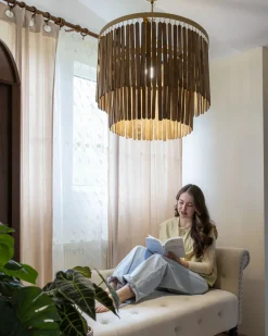 Lampadario KAVERI Legno di mango Marrone