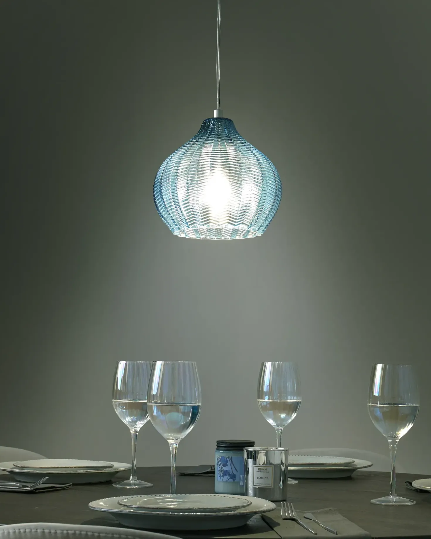 Lampadario KEILA Vetro Blu
