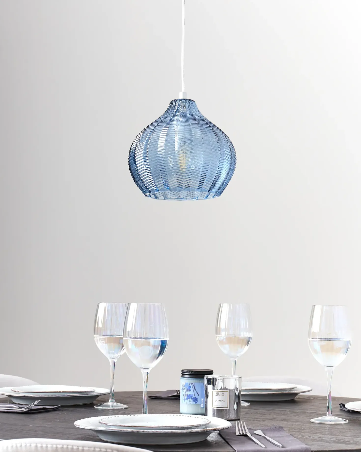 Lampadario KEILA Vetro Blu