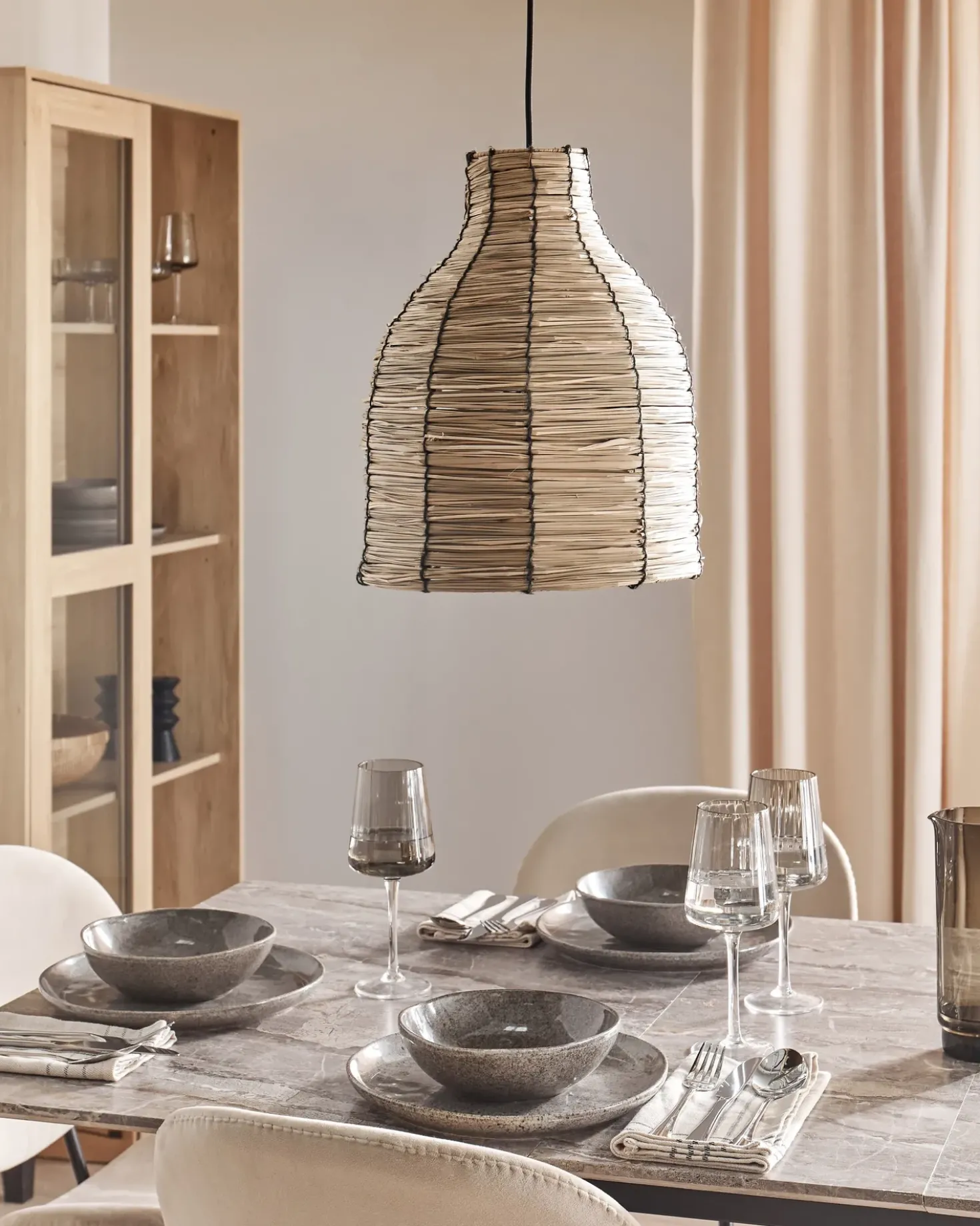 Lampadario KELAKAS Vimini Naturale