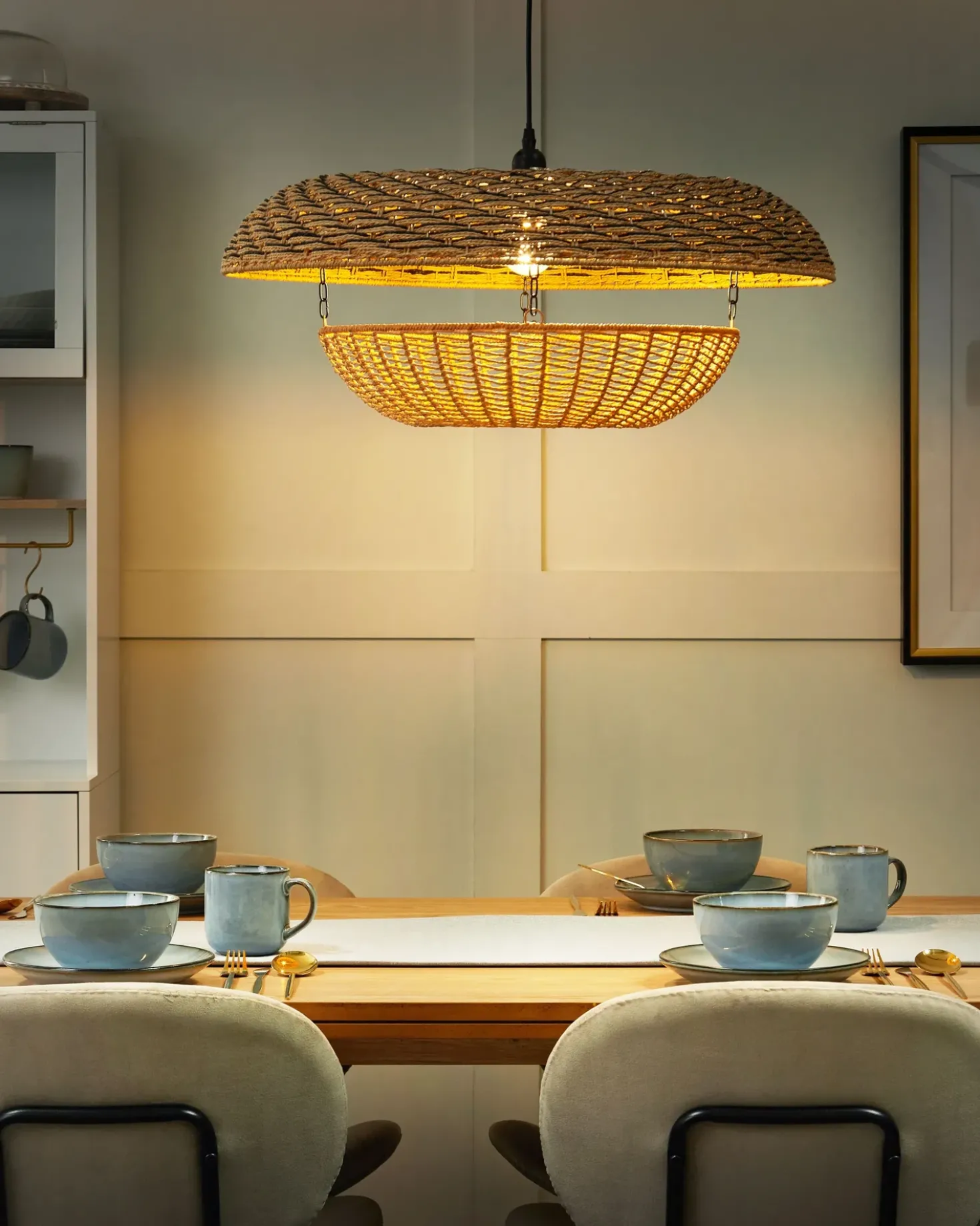 Lampadario KIDEPO Corda di carta Marrone