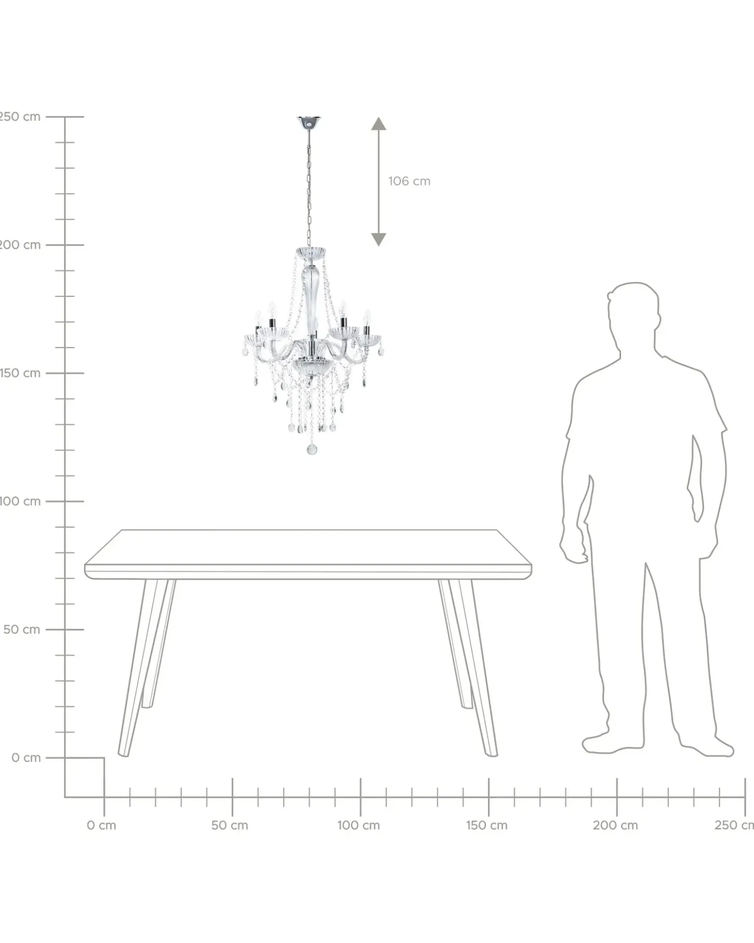 Lampadario LOCONE Cristallo Argento