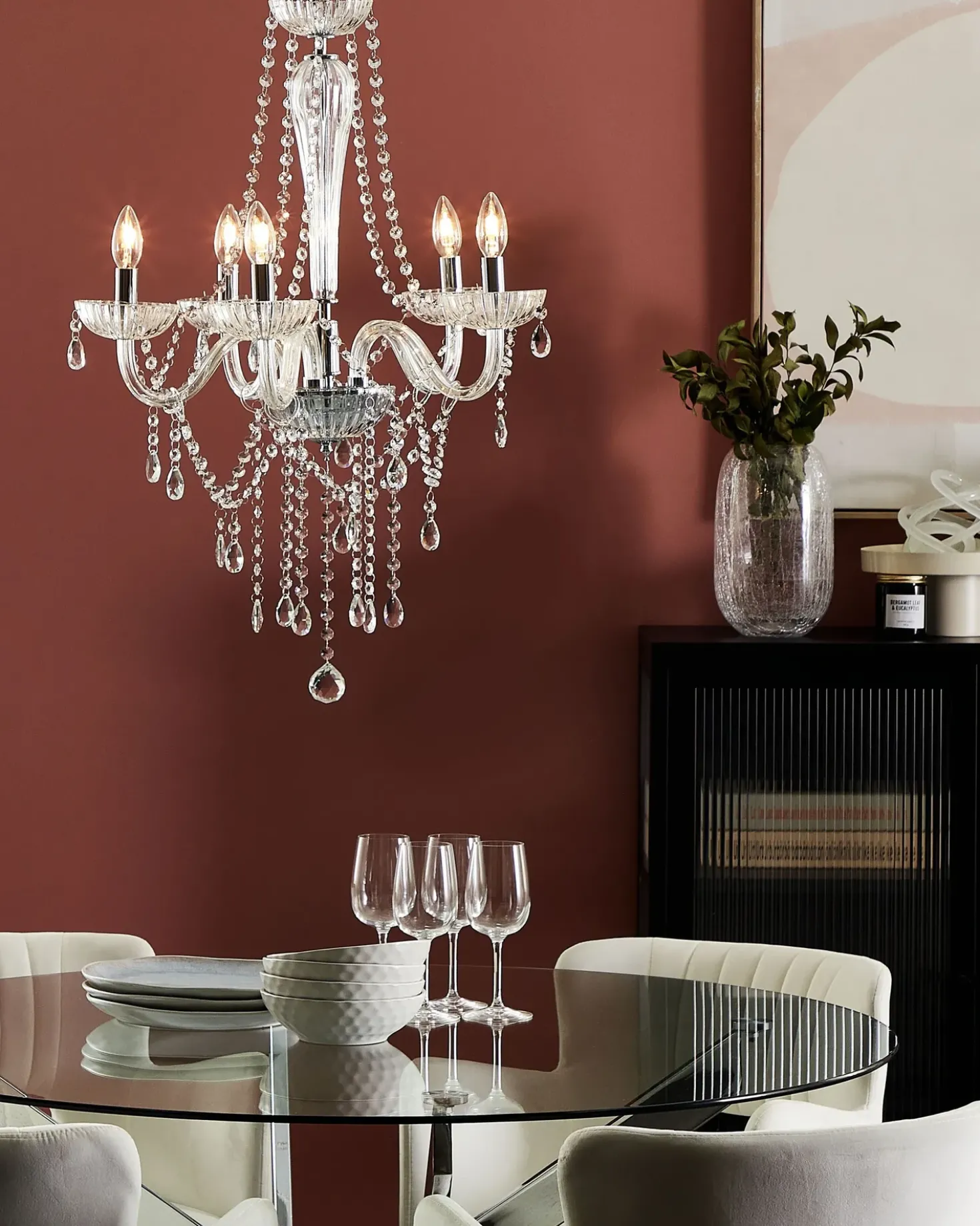 Lampadario LOCONE Cristallo Argento