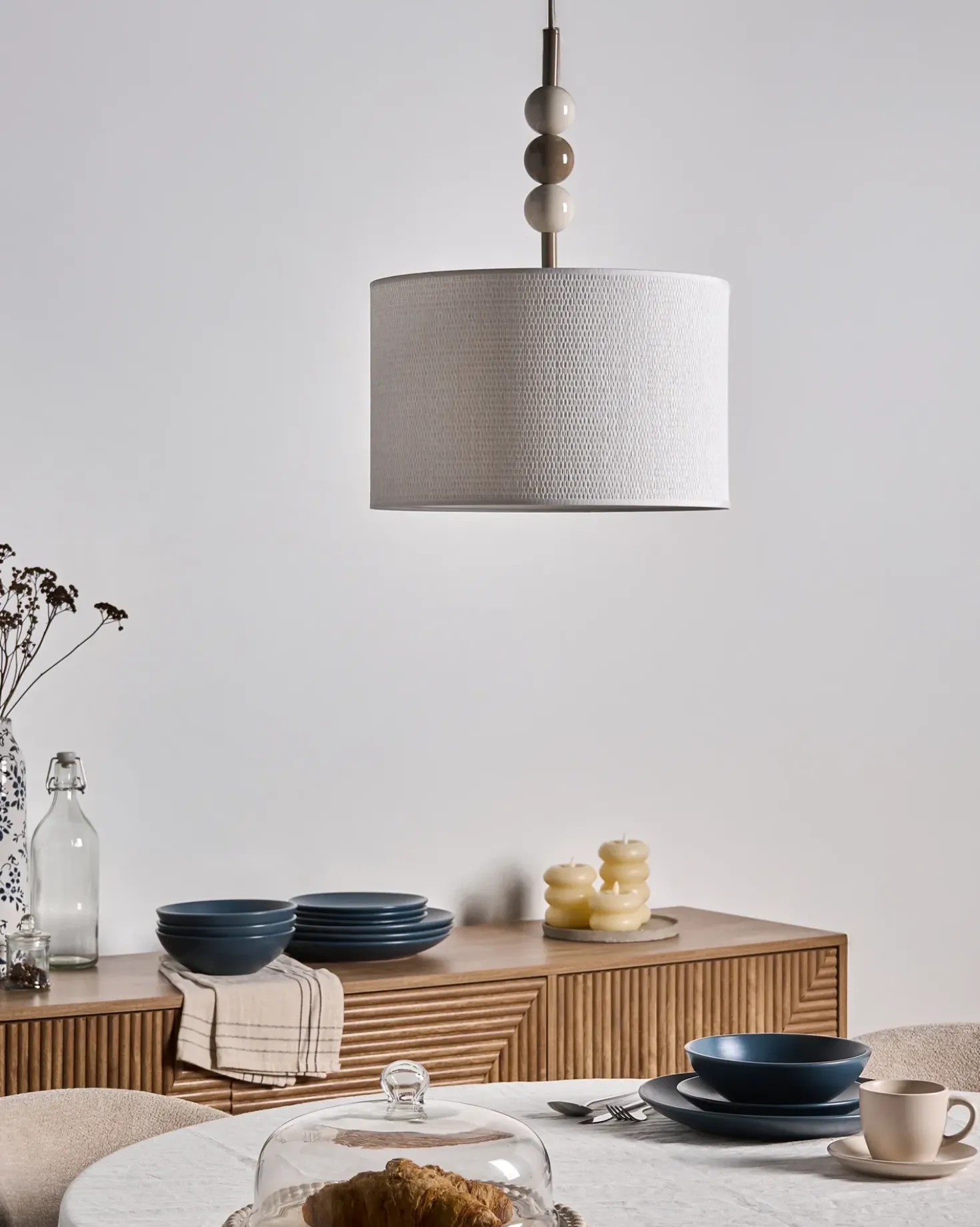 Lampadario LOKY Metallo Bianco/Beige
