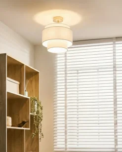 Lampadario LUKAGO Lino Bianco sporco