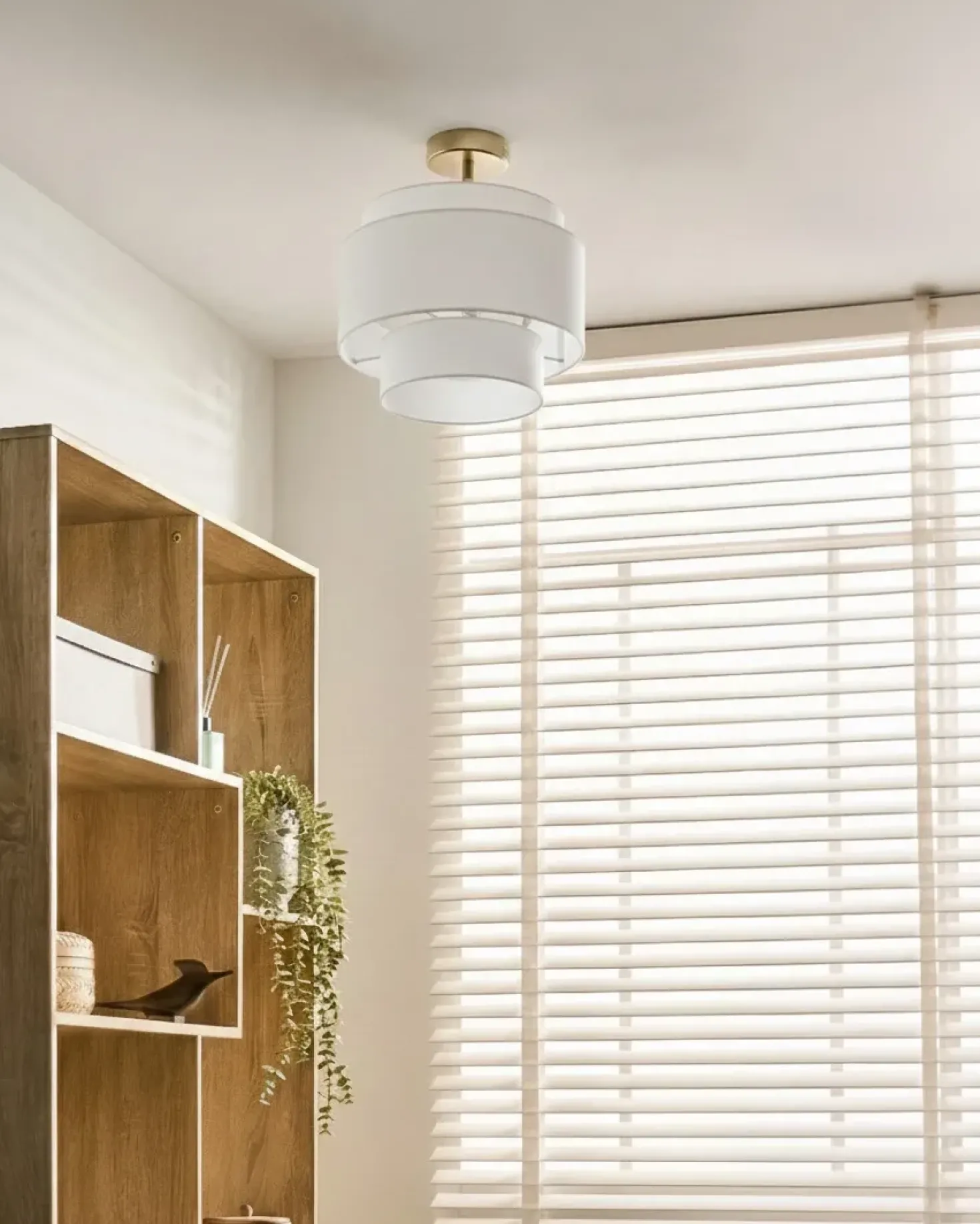 Lampadario LUKAGO Lino Bianco sporco