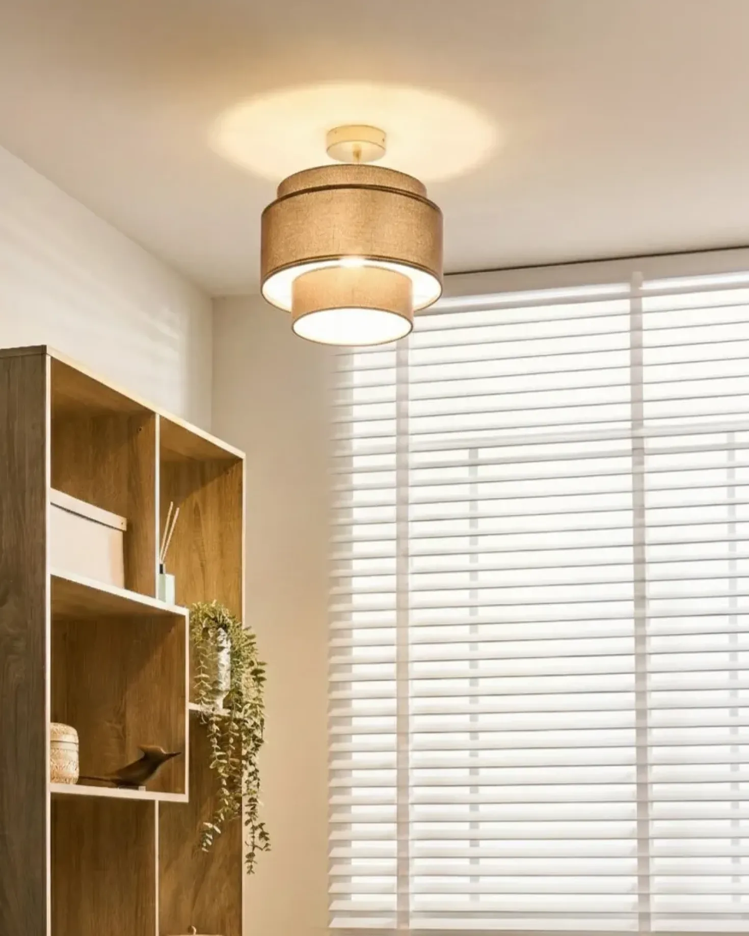 Lampadario LUKAGO Lino Marrone