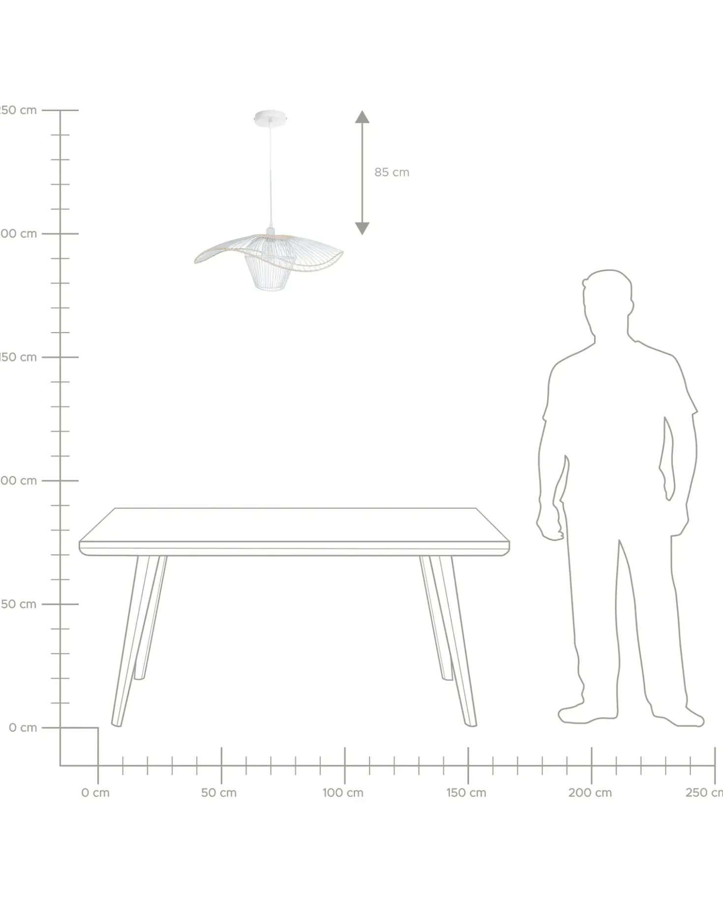 Lampadario LUNGA Metallo Bianco