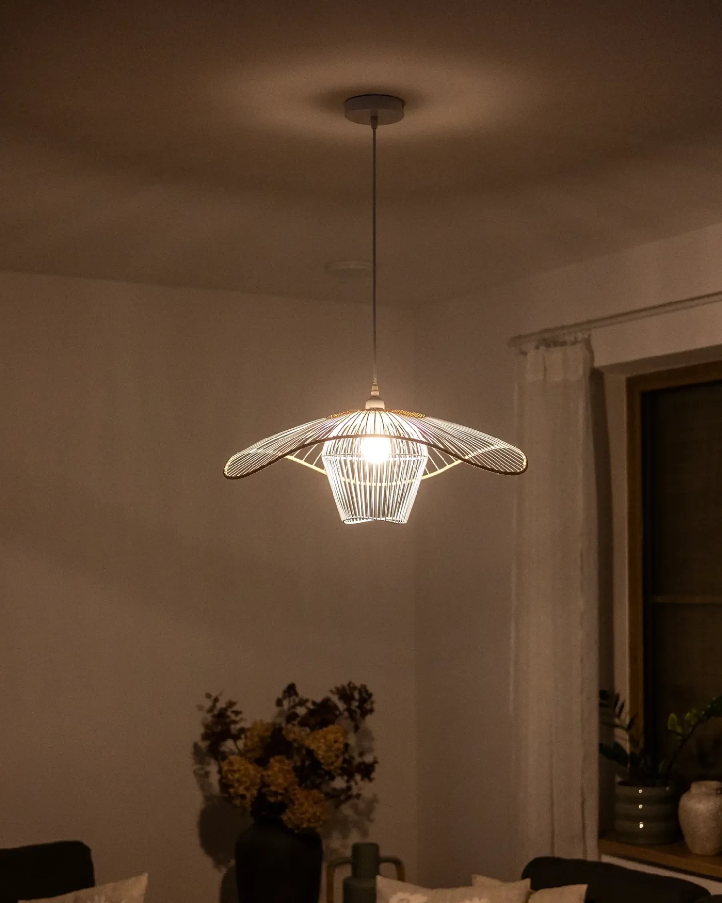 Lampadario LUNGA Metallo Bianco