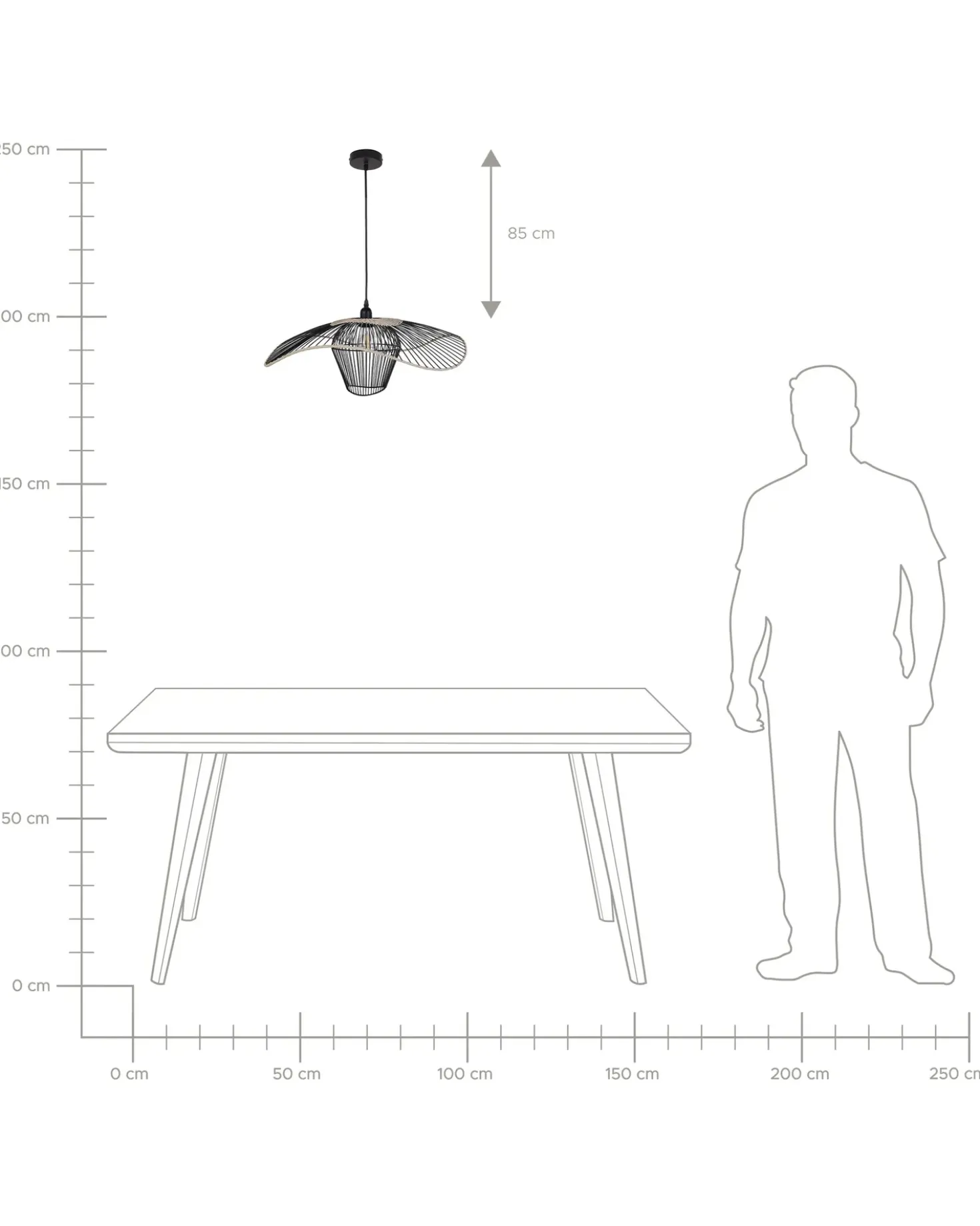 Lampadario LUNGA Metallo Nero