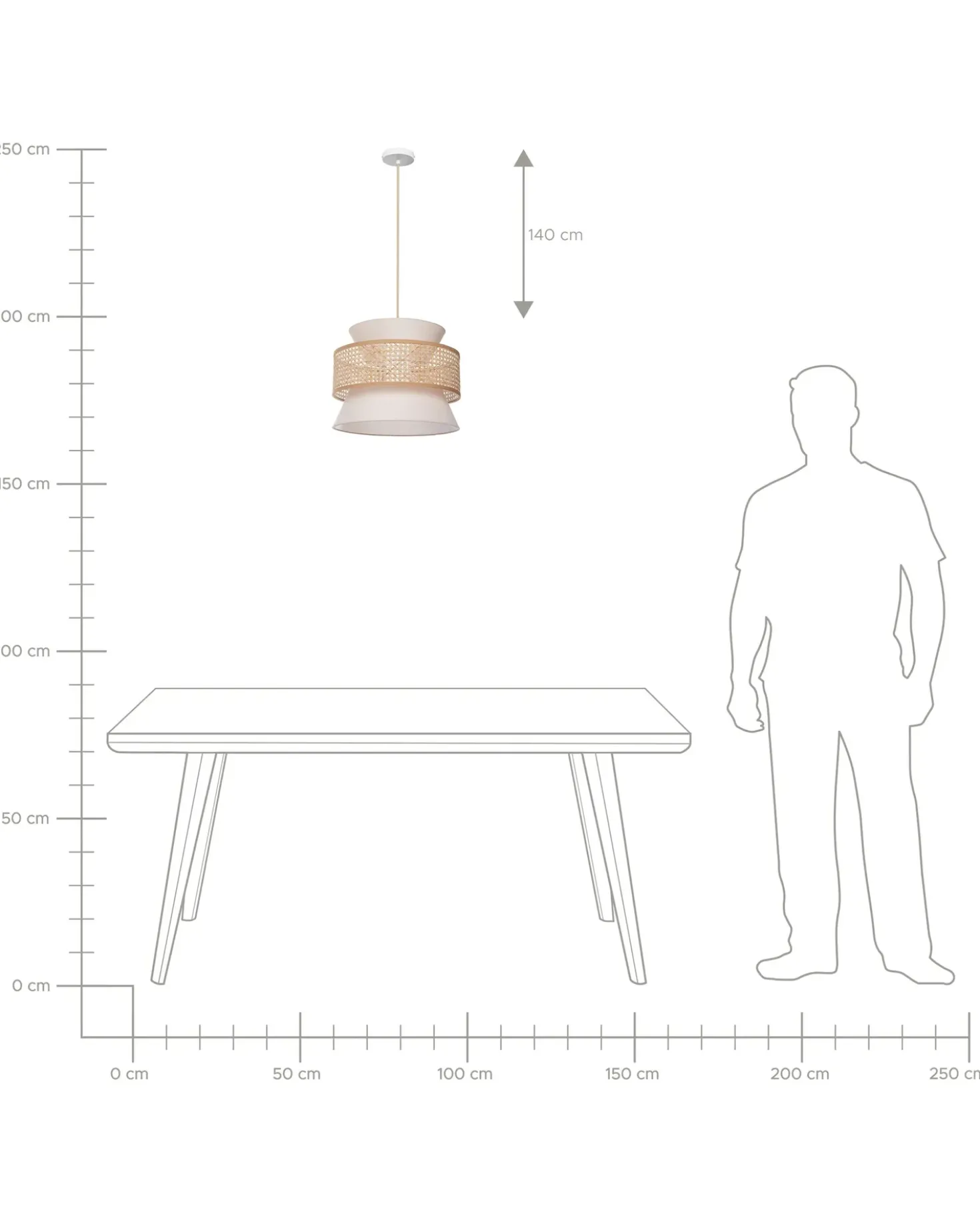 Lampadario LUYANO Rattan Beige
