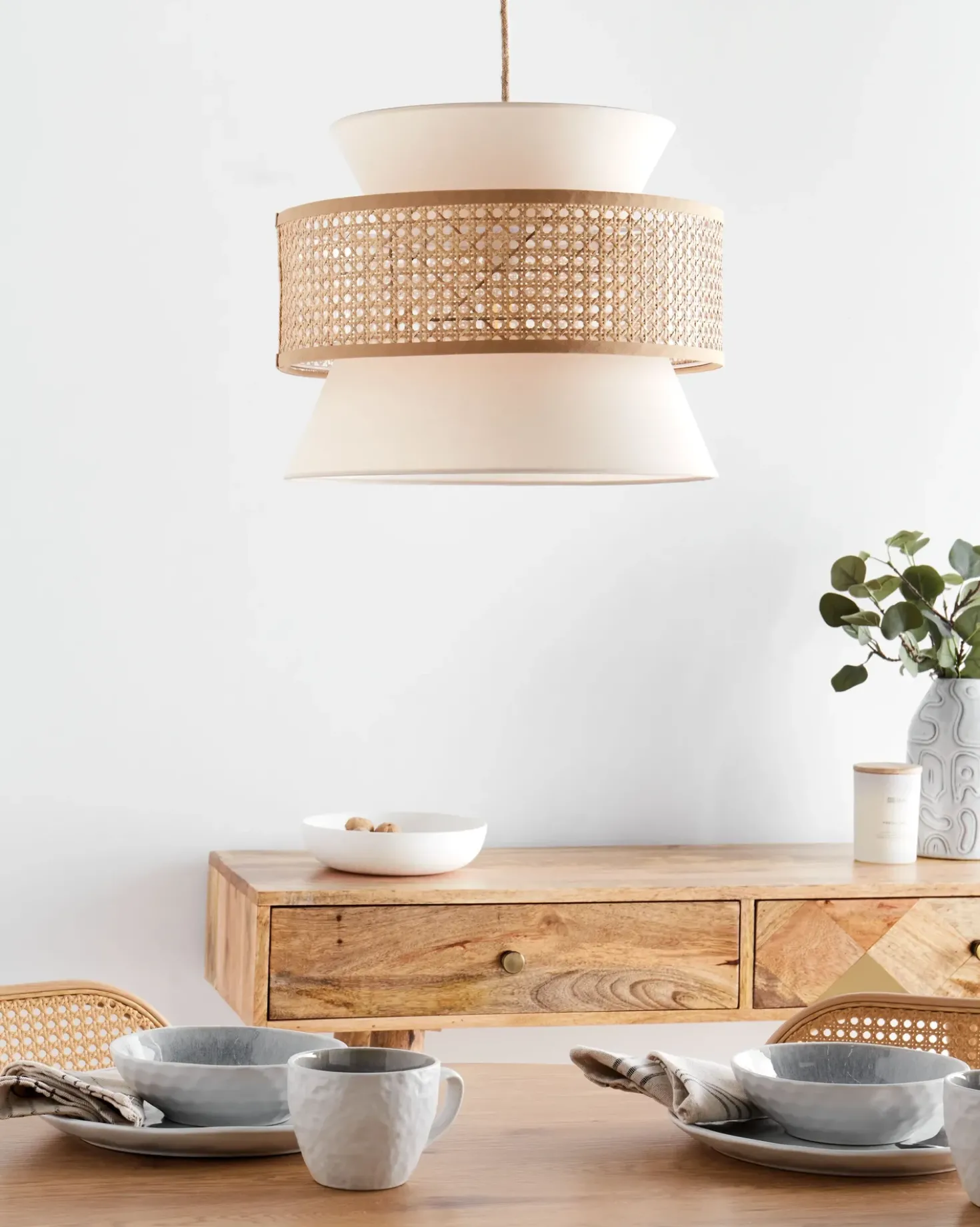 Lampadario LUYANO Rattan Beige