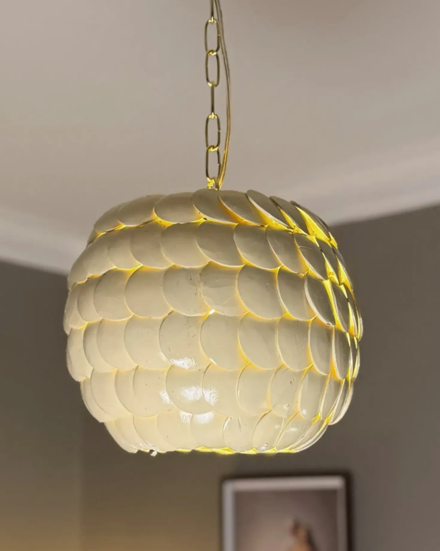 Lampadario MASKELIYA Guscio di cocco Beige