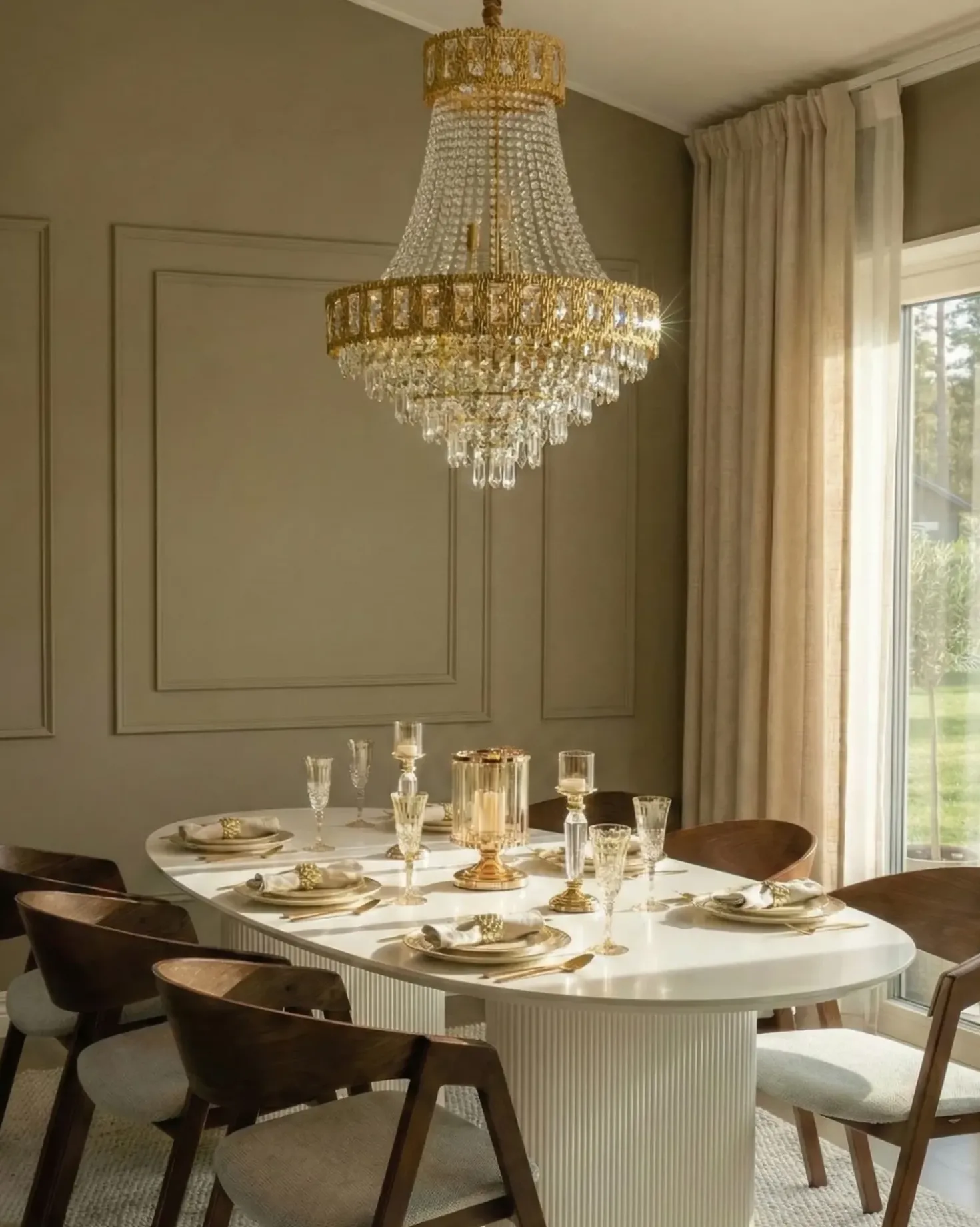 Lampadario MEKI Cristallo Oro