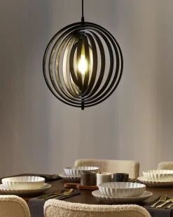 Lampadario MURRELL Legno di pioppo Nero