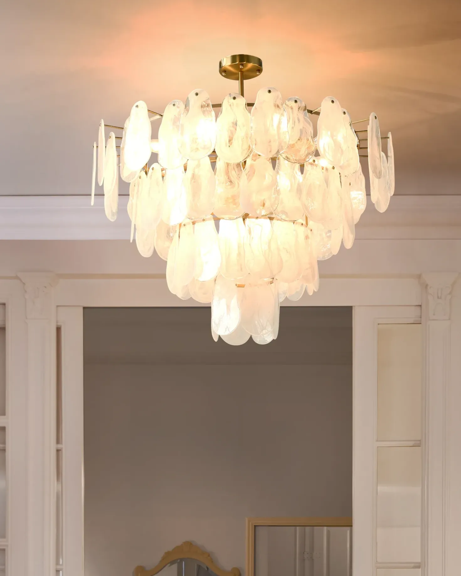 Lampadario OSMORE Vetro Ottone