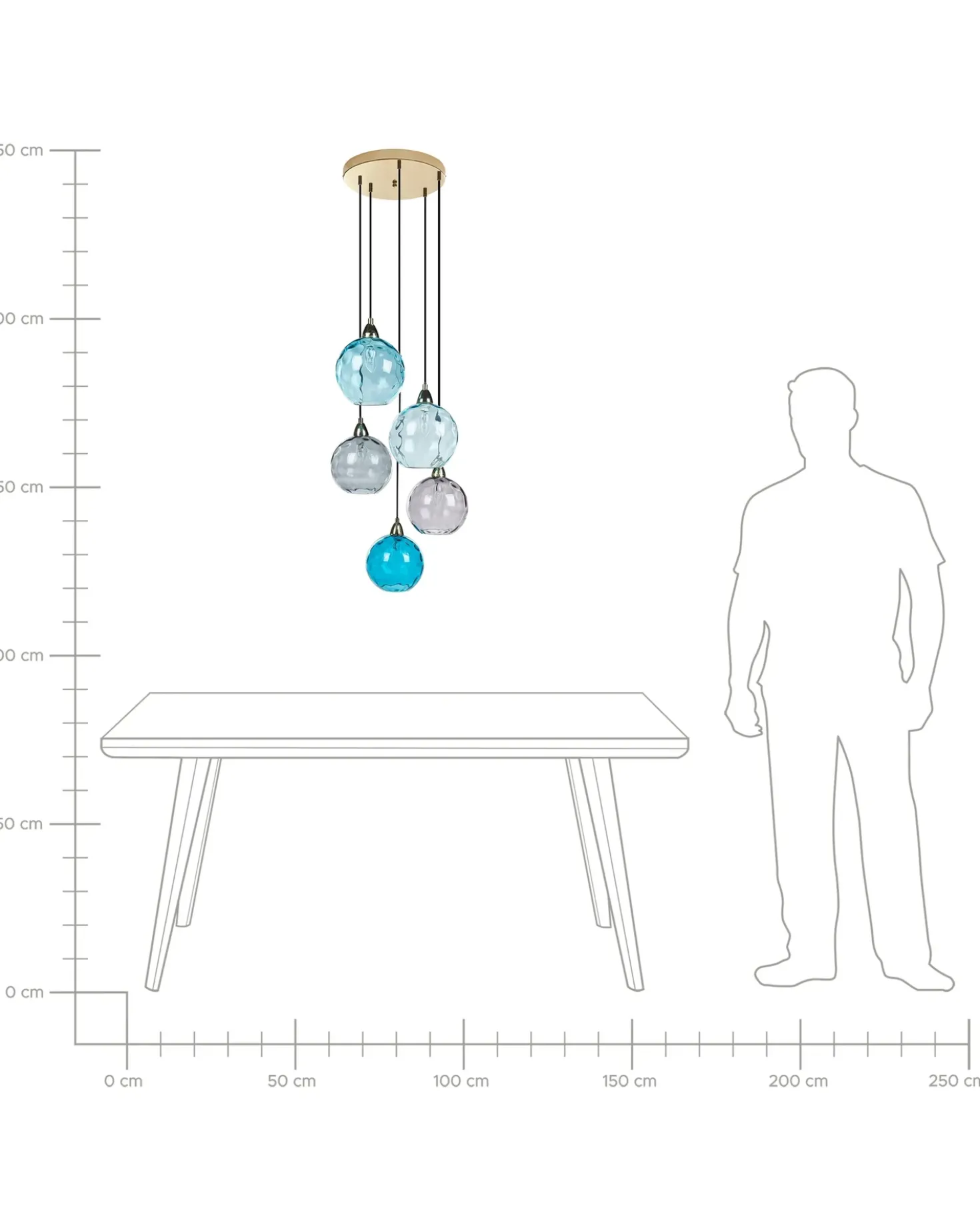 Lampadario PABELLON Vetro Blu