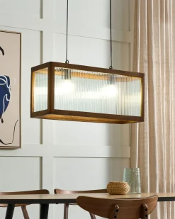 Lampadario PENNA Legno di mango Marrone