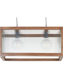 Lampadario PENNA Legno di mango Marrone