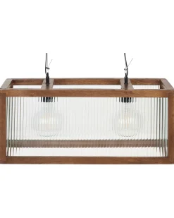 Lampadario PENNA Legno di mango Marrone