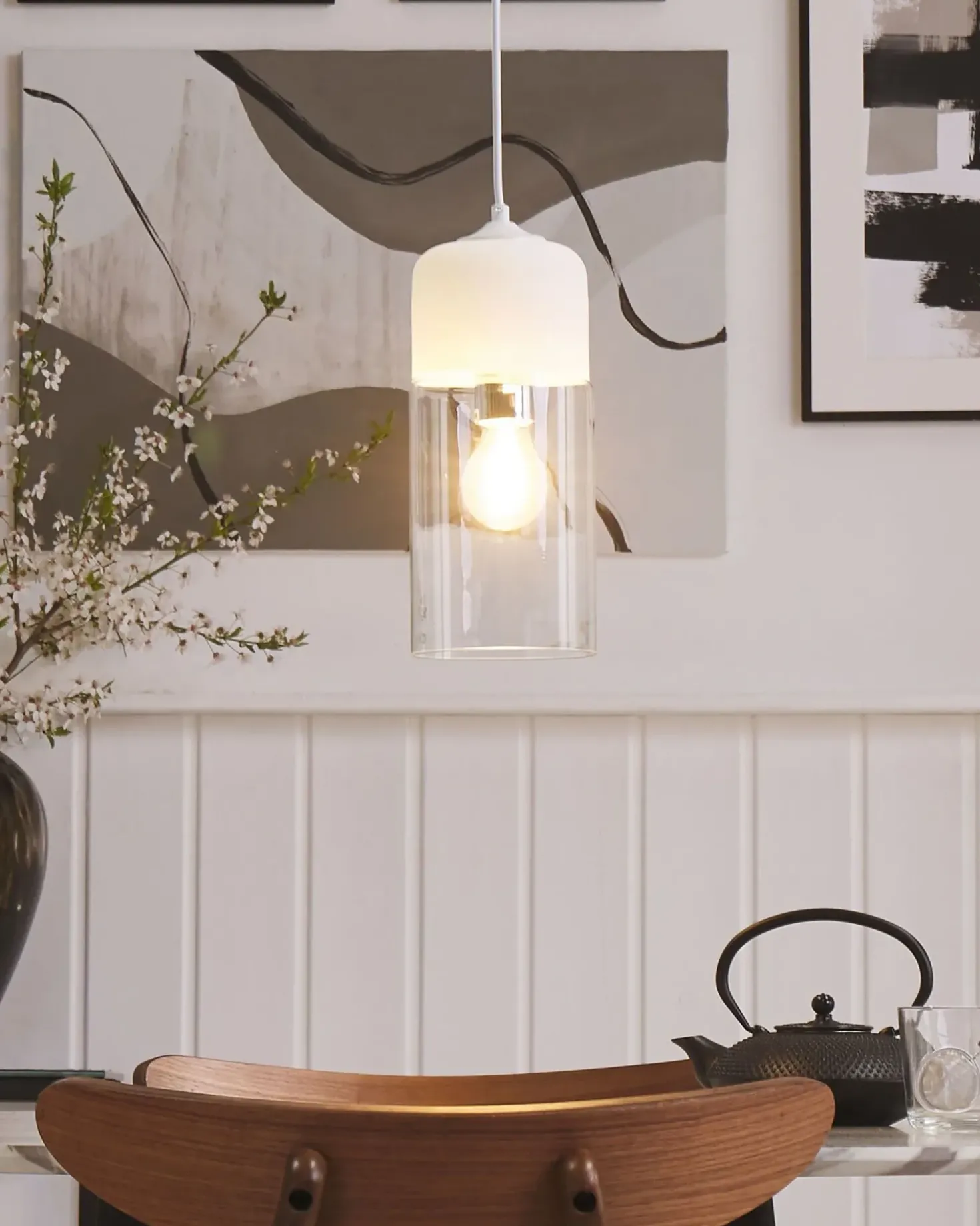 Lampadario PURUS Vetro Bianco