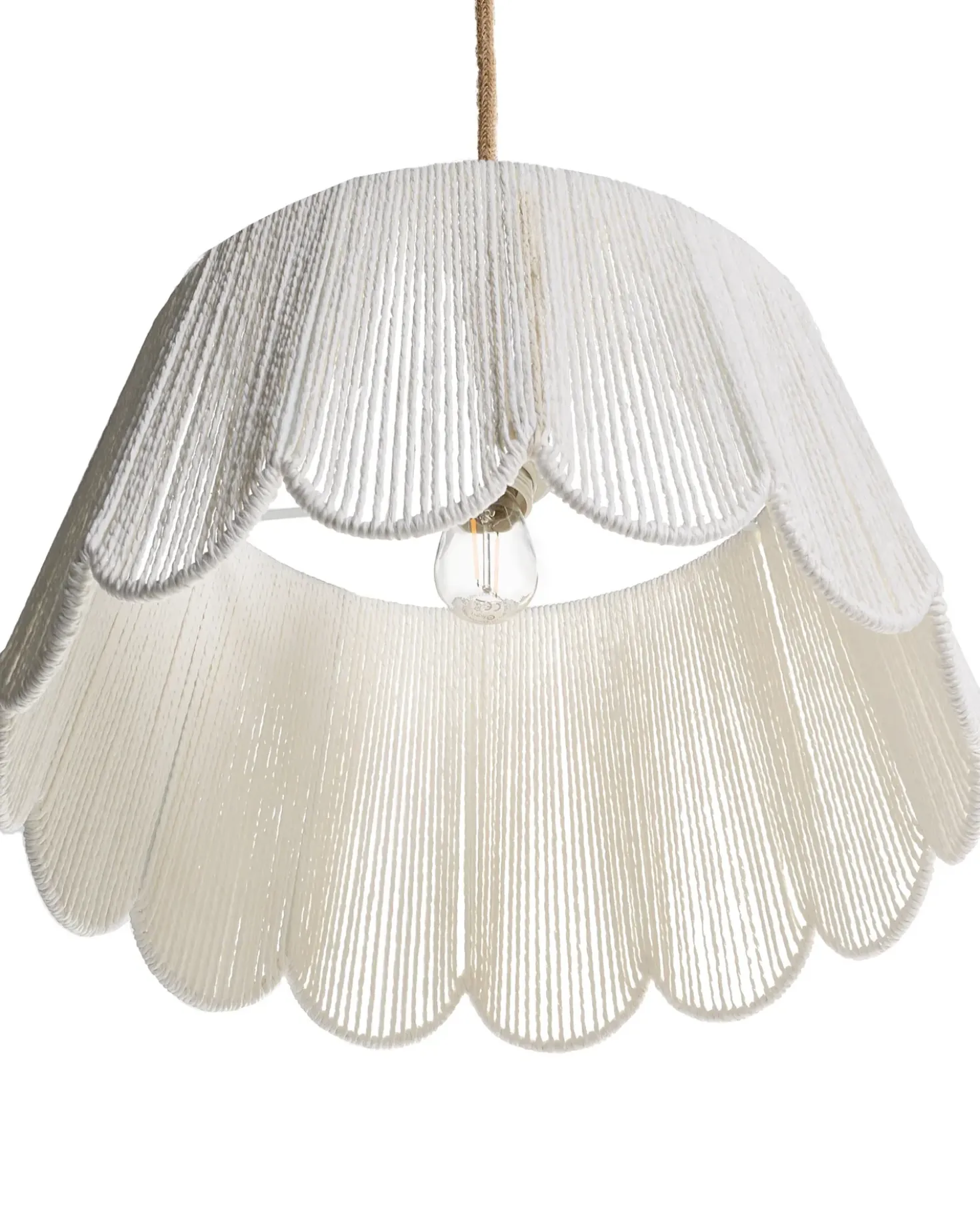 Lampadario SEBAKWE Corda di carta Beige chiaro