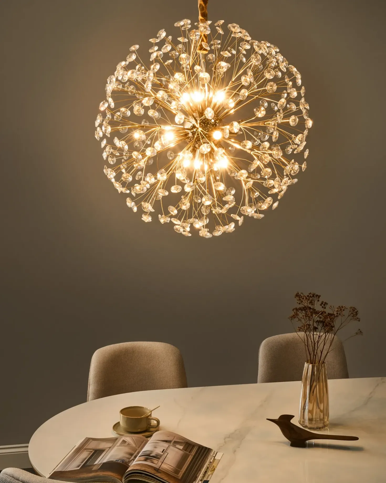 Lampadario TIMANE Vetro Ottone