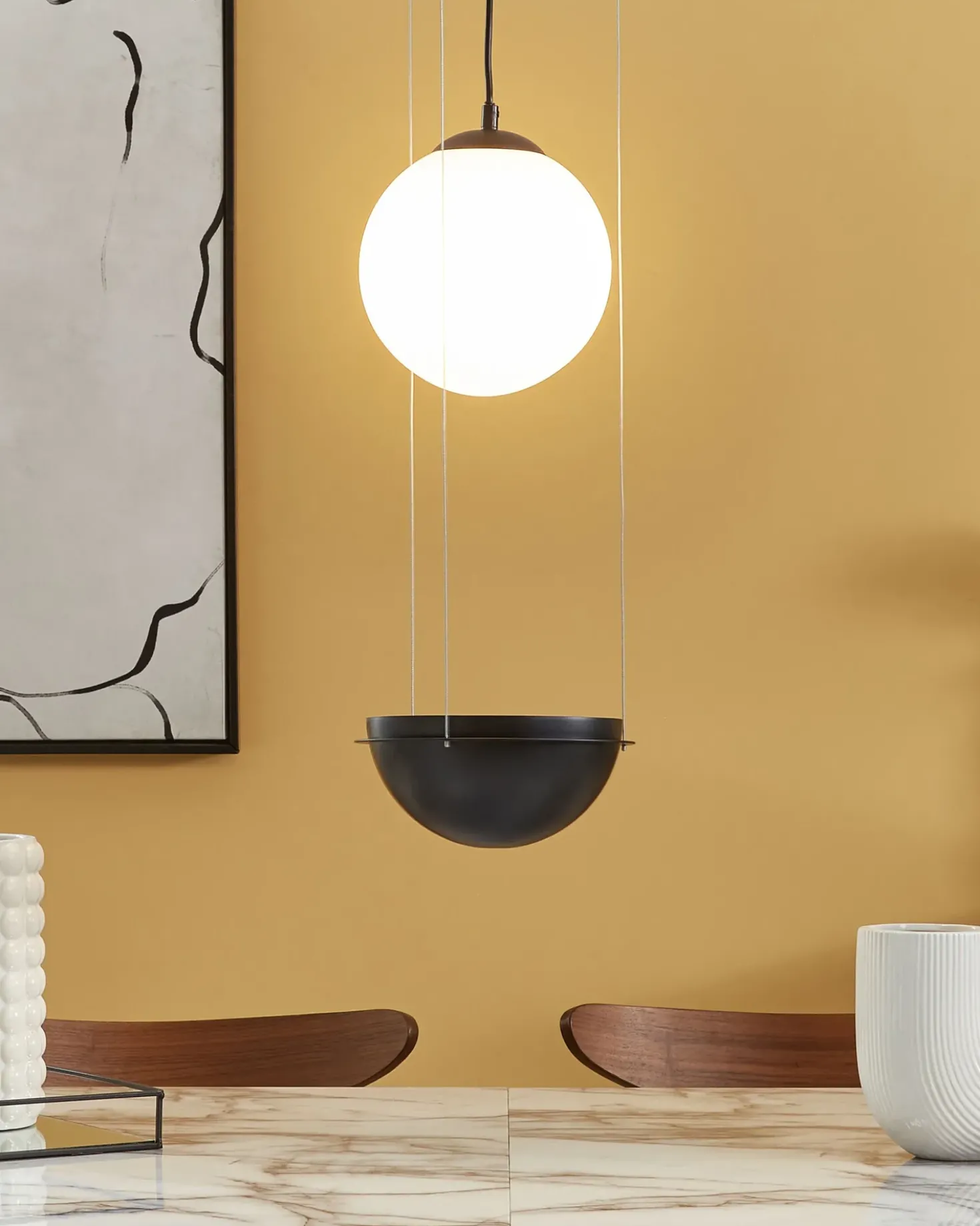 Lampadario TOBINS Vetro Nero