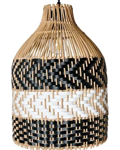 Lampadario TURABO Rattan Nero/Bianco
